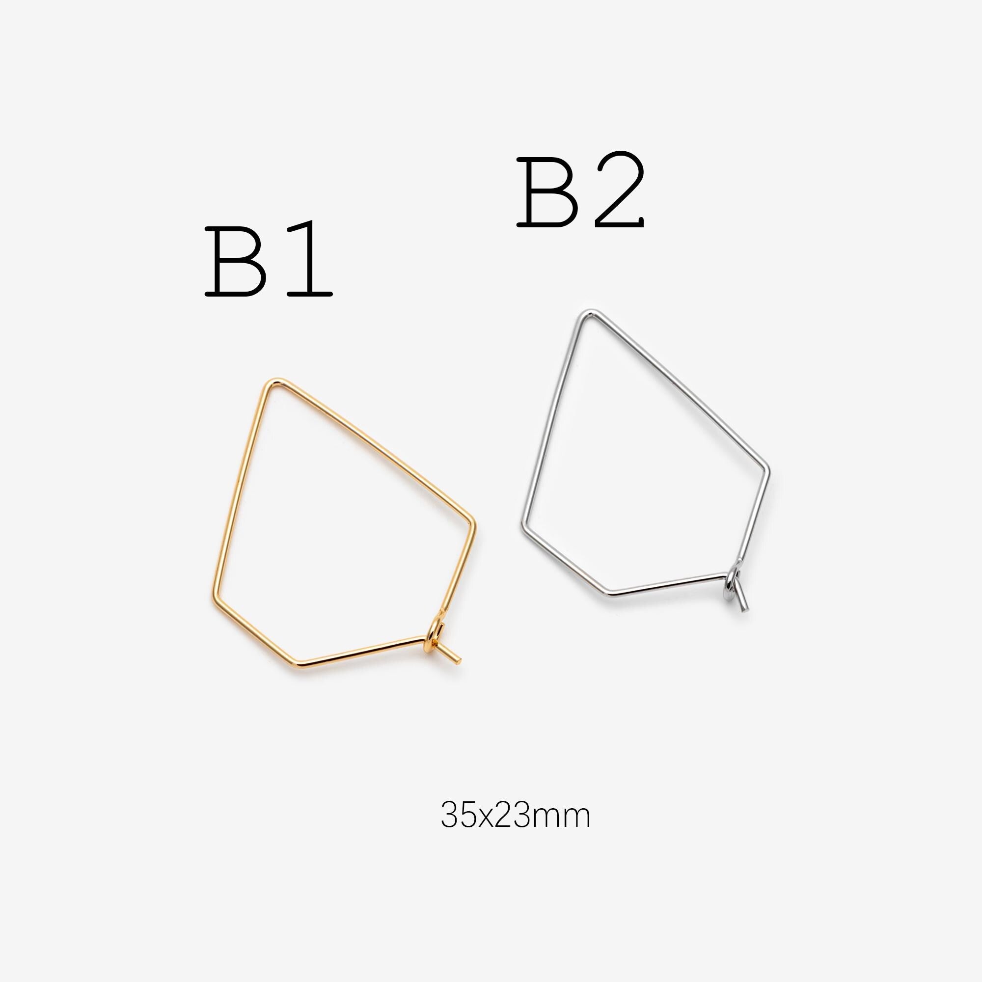 10pcs Gold/ Silver Tone Heart Earring Hoops, Geometric Earring Components (GB-698)
